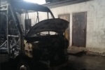 В Советском пожар уничтожил несколько маршрутных автобусов